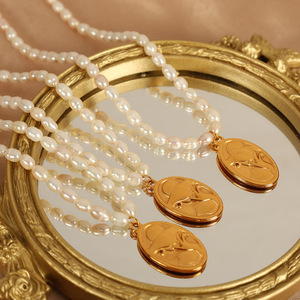 สร้อยคอทองประดับมุกน้ำจืด จี้รูปนก สำหรับผู้หญิง สวมใส่ได้ทุกวัน XL292 - Product Image 1