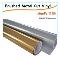 Rouleaux de vinyle autocollants PVC/PET or brossé personnalisés, directement de l'usine, matériaux d'affichage économiques pour promotions, vinyle personnalisable