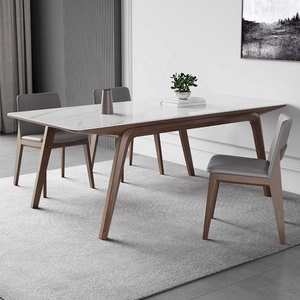 आधुनिक साधारण ऐश वुड सॉलिड वुड लेग डाइनिंग टेबल छोटी घरेलू आयताकार रॉक प्लेट डाइनिंग टेबल - Product Image 4