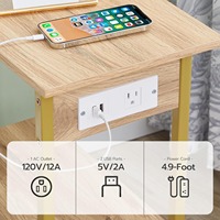 Table d'appoint Factory Direct Table d'appoint moderne avec chargement Table de chevet en rotin avec tiroir et table basse à compartiment ouvert