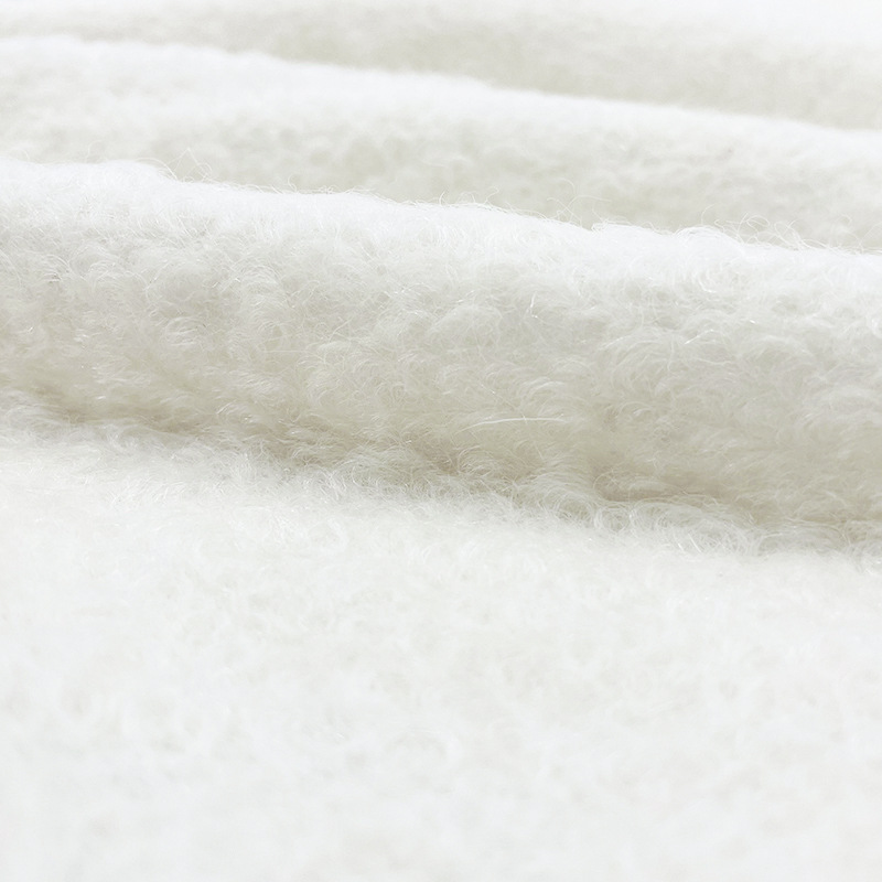 Micro-Elastic Milky White Wool Teddy Circle Cashmere Knitted Fabric Autumn and Winter Coat Fashion Woven Fabric for Garments