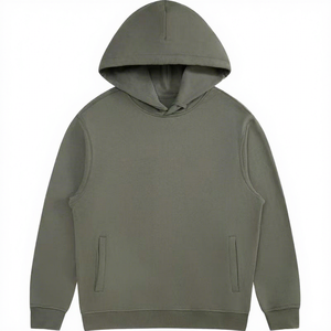 เสื้อฮู้ดผู้ชายสีเขียวมะกอก ทรงปกติ สีพื้น ผ้าเฟรนช์เทอร์รี่ มีกระเป๋าหน้า เหมาะสำหรับใส่ในฤดูใบไม้ร่วง - Product Image 1