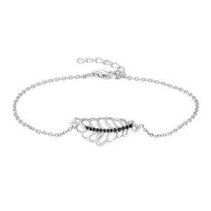 <b>Adjustable</b> 925 Sterling <b>Silver</b> Leaf <b>Bracelet</b> High Quality Cubic Zirconia for Women's Party Outfit or Gift - Product Image 1