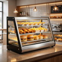 Vitrine chauffante électrique professionnelle pour tartes aux œufs, avec façade inclinée, pour boulangerie et pâtisserie commerciale