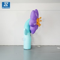 Modèle de fleur gonflable personnalisé violet avec tige pour la décoration d'événements publicitaires en extérieur, sur scène ou dans les lieux touristiques
