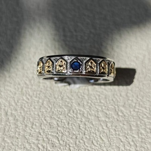 Anillo de Plata 925 con Circonio Azul Estilo Budista Chino, Anillos de Moda para Mujer, Dijes para Hacer Joyas, Otras Joyas de <span class=keywords><strong>Cristal</strong></span> - Product Image 5