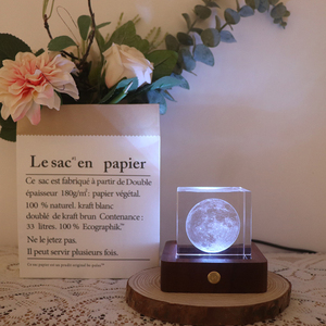 Base quadrata in legno per luce notturna di cristallo per luce luminosa Base luminosa per <span class=keywords><strong>la</strong></span> decorazione della casa <span class=keywords><strong>luna</strong></span> potrebbe accendersi - Product Image 4