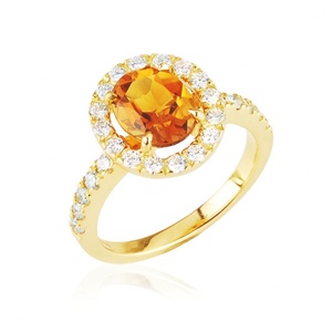 Bague en citrine claire, bague de naissance de novembre, or blanc, bague de fiançailles vintage en citrine - Product Image 3
