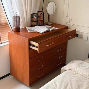 Cómoda Moderna de Mediados de Siglo <span class=keywords><strong>con</strong></span> 5 Cajones, Cómoda Negra de Madera Maciza para Dormitorio, 87 cm de Altura - Product Image 3