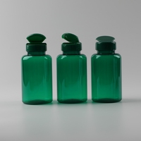 Bouteille en plastique PET verte de qualité alimentaire de 200 ml, bouteille pour pilules, médicaments, capsules nutritionnelles, emballage de vitamines, bouchon à rabat