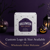 Boîte personnalisée pour mélange de chocolat chaud d'Halloween, emballage de boisson en carton blanc avec impression fantôme, vente en gros, boîte cadeau chocolat chaud OEM