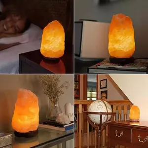 Lampada di sale dell'himalaya in pietra di roccia di sale naturale intagliata a mano di diverse dimensioni con interruttore Dimmer