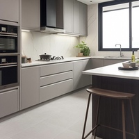 Porte d'armoire de cuisine en chêne massif, contreplaqué modulaire de luxe italien, résistante à l'eau, avec évier, style Shaker moderne