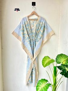 Robe longue en coton imprimé indien, kaftan pour femmes enceintes, couvre-maillot de plage, vêtements de nuit, robe maxi kaftan, couvre-bikini - Product Image 4