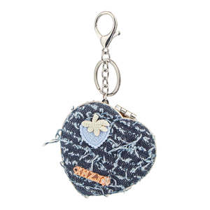 Heart Shape Denim <b>Compact</b> <b>Mirror</b> Keychain Portable Folding Makeup <b>Mirror</b> With Strawberry Design 95% Clarity Pocket - Product Image 2