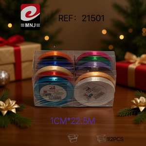 Mnj Mixed Color Gift Ribbon 1Cm X 22.5M 12Pcs Pack For Decoration - Product Image 3