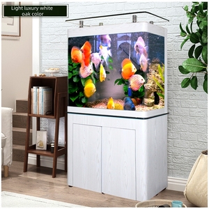 ตู้ปลาทะเลขนาดใหญ่พร้อมระบบกรองในตัว สำหรับห้องนั่งเล่นหรูหราในร่ม พร้อมตู้สีขาว - Product Image 3