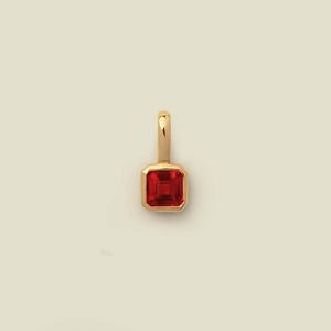 Collar con Colgante de Piedra de Nacimiento, Bisel Cuadrado, Cristales Colgantes, Acero Inoxidable, para Mujer, Regalo de Navidad, Elegante - Product Image 6