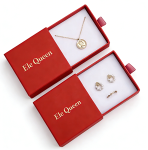 Luxurious Square Cardboard Drawer Jewelry <b>Box</b> with Sponge Custom Logo Printed Fashionable Jewelry Packaging for Valentine's Day - Product Image 1