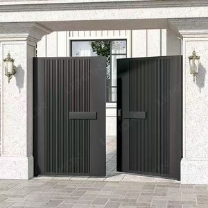 2024 diseño moderno PUERTA Y VALLA DELANTERA GRIS INTELIGENTE AUTOMÁTICO MODERNO YARD SWING DRIVEWAY PUERTAS ELÉCTRICAS DE ALUMINIO - Product Image 5
