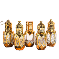 Mini 12ML bouchon à vis or Roll-on Attar verre bouteille d'huile essentielle nouveau Design parfum/huile d'oud forme plate Mini diffuseur emballage