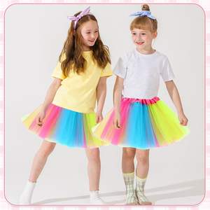 DAVBNM 2 pièces <span class=keywords><strong>jupe</strong></span> <span class=keywords><strong>tutu</strong></span> au crochet pour filles, <span class=keywords><strong>jupe</strong></span> en tulle néon, <span class=keywords><strong>jupe</strong></span> de danse de ballet mi-longue, robe de fête d'anniversaire, costume, 2-8 ans - Product Image 4