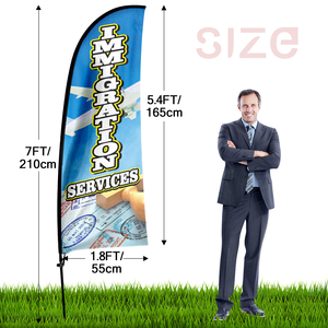 Tema di servizi di <span class=keywords><strong>immigrazione</strong></span> stampa digitale poliestere bandiere pubblicitarie impermeabili a forma speciale pennone a forma di bandiera spina di terra - Product Image 2