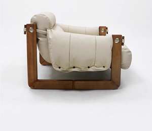 Chinese <b>Retro</b> Recliner Chair with Armrests Vintage Upholstered Leisure Lounge Chair - Product Image 4