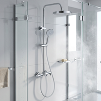 Ensemble de robinetterie de douche en laiton avec douchettes à jet pluie et douchette à main, système de douche mural pour la rénovation de salles de bain d'appartements