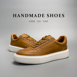 Sneakers plateforme en cuir véritable et tissu maillé perforé, antidérapantes, faites à la main, pour un usage quotidien, pour les hommes branchés, vie urbaine - Product Image 3