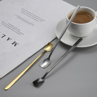 Petite cuillère à tête carrée dorée cuillère à café cuillère à mélanger tasse en acier inoxydable cuillères à mélanger