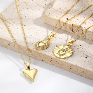 NZ1496 Delicado 18K Oro CZ Pave Flaming Sagrado Corazón Joyería religiosa Amor de Dios Collar Sagrado Corazón de Jesús Collar - Product Image 1
