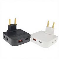 Adaptateur de chargeurs d'extension EU 4 en 1, convertisseur de prise rotatif à 180 degrés pour la charge de téléphone portable avec prise USB et type C