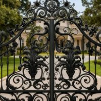 Porte d'entrée principale extérieure en fer forgé de luxe, sur mesure, avec vitrage coulissant, élégante, prix d'usine Prima