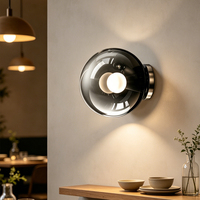 Applique Murale Moderne Globe en Verre Fumé Noir, LED Dimmable 3 Couleurs pour Chambre, Salon, Hôtel, Couloir – Lampe Murale Décorative