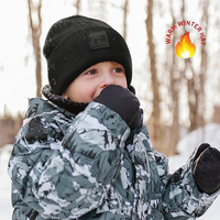 Gorro de punto de doble capa con logotipo personalizado para bebé, gorros gruesos cálidos de invierno, gorros diarios con puños para niños, gorro de reloj, cuidado del cabello multiusos