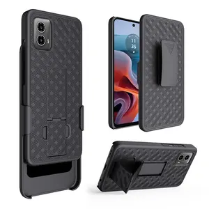 Heavy Duty G-Power-5G Weave Pattern Mobile Phone Case Defender 360 Full Cover Belt Clip Holster Combo for Mobile Phone Bags