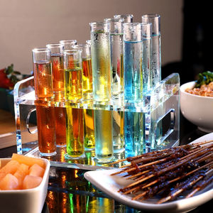 แก้วช็อตทรงหลอดใสขนาด 1 ออนซ์ แก้วช็อต<span class=keywords><strong>เหล้า</strong></span>สีขนาดเล็ก ชุดแก้วช็อตทรงหลอดพร้อมถาดพลาสติก - Product Image 6