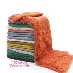 Fast Drop Shipping Muslim Plain 105 Colors In Stock Tassel Cotton Viscose Scarf Cotton Crinkle Women Hijab Shawl