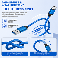 Kabel USB 3.0 A ke C Pabrik LUNG KAY, Nylon Braided, Transfer Data Super Cepat 5Gbps, Pengisian Cepat 3A untuk Ponsel Laptop, Custom OEM