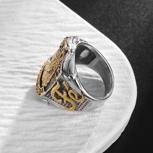 Men's Religious Portrait <b>Ring</b> Two-Tone Gold Plated Titanium Steel Gift Jewelry - Product Image 4