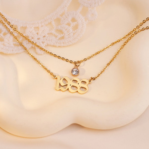 Vendita calda delle donne delle ragazze <span class=keywords><strong>regalo</strong></span> 1988 anniversario anno di <span class=keywords><strong>nascita</strong></span> collana 18K oro placcato con pietra portafortuna - Product Image 5