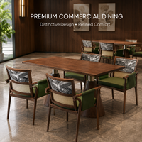 Ensemble de table et de chaises de restaurant au design minimaliste, robuste, durable et confortable, avec plateau en bois massif pour hôtel, banquet