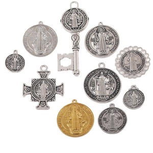 Collier pendentif croix catholique religieuse très populaire, en alliage de zinc plaqué argent antique, bijoux DIY pour mariage, fête et cadeau - Product Image 5