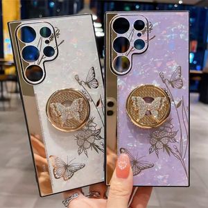 Funda de Teléfono de Lujo con Soporte Electrochapado y Diseño de Mariposa de Mármol para Samsung Galaxy S24 S23 Ultra S22 S21, Funda para <span class=keywords><strong>iPhone</strong></span> 15 14 13 12 - Product Image 2