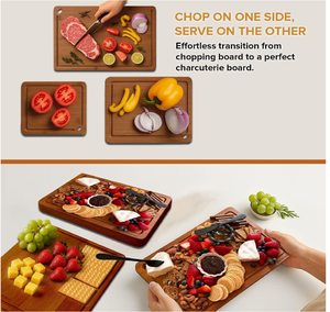 Ensemble de 3 planches à découper en bois en forme de <span class=keywords><strong>livre</strong></span>, en bambou/bois d'acacia, pour <span class=keywords><strong>la</strong></span> viande, les légumes, le pain, le <span class=keywords><strong>fromage</strong></span> - Product Image 5
