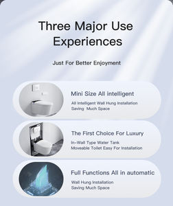 أدوات صحية ذكية مُثبتة على الحائط بعلامة مائية CE ، مرحاض ذكي معلق على الحائط بخزان مياه - Product Image 2