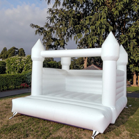 Château Gonflable Commercial Blanc 4m*4m en PVC pour Fête et Événements Familiaux Extérieurs, Idéal Mariage