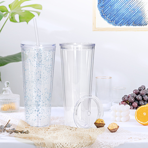 Vaso de 24 oz con Globo de Nieve, Vasos con Globo de Nieve de 24 oz, Vaso con Globo de Nieve Transparente Preperforado con Purpurina, con Tapas y Pajitas - Product Image 5