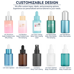 Flacon Compte-Gouttes Cosmétique Soin de la Peau en Verre Dépoli <span class=keywords><strong>Rouge</strong></span> Épaule Plate pour Émulsion Huile Essentielle 15 ml 30 ml avec Boîte - Product Image 2